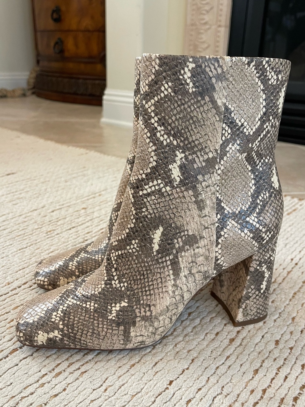 New Sam Edelman snakeskin booties